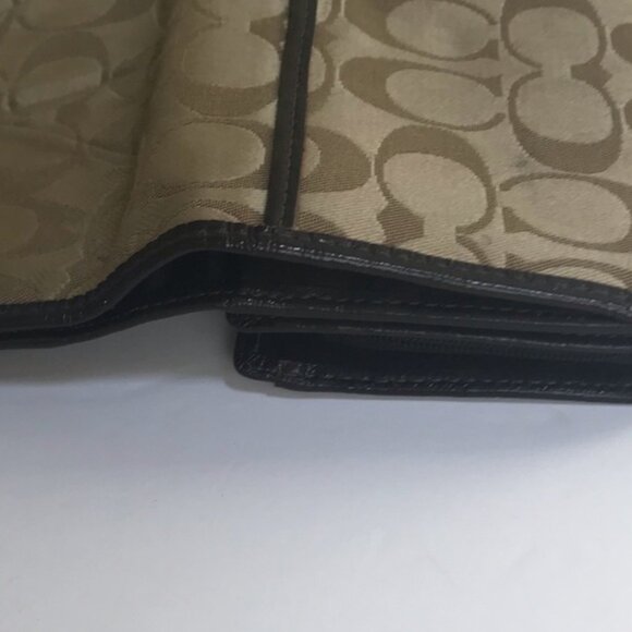 COACH Signature CC Leather Compact Zippy Wallet Monogram Tan Organizer Bag Logo - Picture 11 of 12